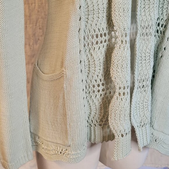 'New' Angle of the North Cotton Knit & Crochet Mint Green Cardigan Size M - Picture 10 of 10